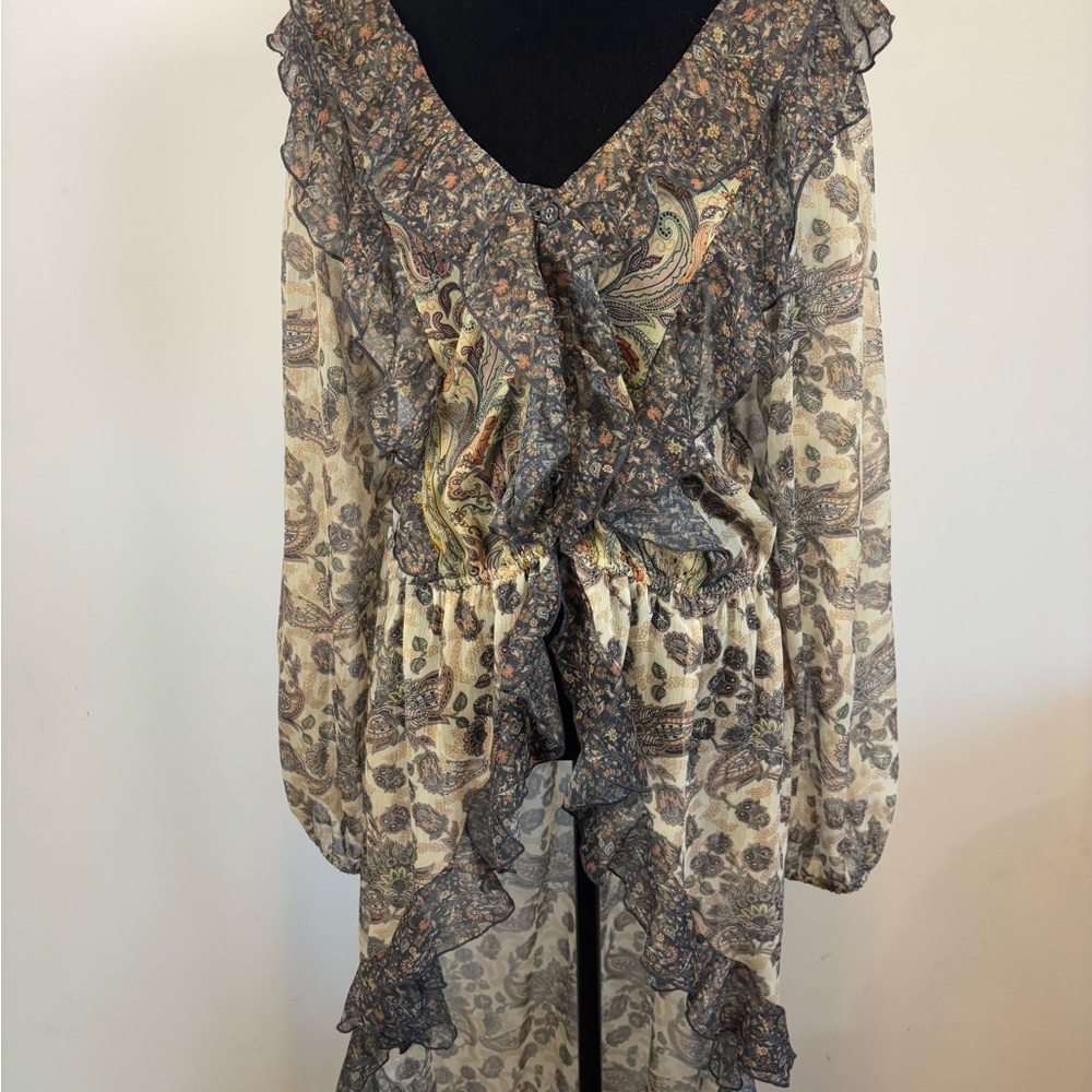 Anthropologie Let Me Be Floral Ruffle Women's Top